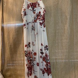 White floral dress|medium|$10 + shipping